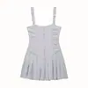 Vestido de tirantes sin mangas, bordado, abullonado, entallado a la cintura, adelgazante, para mujer, comercio exterior transfronterizo europeo y americano, superventas en AliExpress