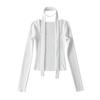 Otoño e Invierno nuevo top camiseta de manga larga con cuello cuadrado europeo y americano para mujer + bufanda C75392