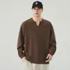 Camiseta V-Neck Estilo Old Money para Homens, Manga Longa, Outono 2026 Nova Camiseta Básica Casual Americana Atacado