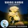 Tecido de Decoração de Jardim Impermeável para Exterior Movido a Energia Solar Mais Vendido Transfronteiriço Flor Artificial de Rosa com 5 Cabeças para Gramado e Pátio