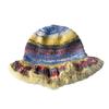 Otoño e Invierno Diseño Retro Color Contrastante Degradado Sombrero de Pescador de Punto Moda para Mujer Circunferencia de Cabeza Grande Cálido Sombrero de Pila de Lana
