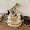 Bolsa Tote Versátil de Grande Capacidade Estilo Coreano para Mulheres, Nova Inverno 2025 Super Popular Bolsa de Ombro Transversal em Lã de Cordeiro Fair Isle