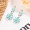 Brincos de Clipe com Pingente de Flor Verde Menta Estilo Mori Fada Fresca Doce Design Diário Brincos de Nicho para Mulheres