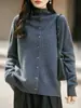 Cárdigan de punto de lana pura estilo lujo ligero de alta gama para mujer con diseño de botones, corte holgado, adelgazante y top casual
