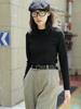 Invierno Nuevo Estilo Coreano Simple Básico Camiseta Cuello Redondo Holgada Look Adelgazante Cálida Base Top de Manga Larga para Mujer Gruesa