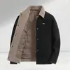 Chaqueta para hombre 2026 otoño e invierno colorblock solapa estilo ropa de trabajo chenilla forro de plumón juvenil cálida engrosada prenda exterior