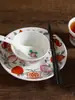 Set de Vajilla Festiva Nostálgica Clásico Nuevo Estilo Hecho a Medida con Forma de Durazno, Seis o Cuatro Piezas, Set de Vajilla de Cerámica para Comedor, Hecho a Medida