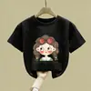 Camisetas de Verano de Manga Corta para Niñas, Nuevo Estilo, Lindas, Estilo Coreano, de Verano, Media Manga, Algodón Puro, Estampadas, Modernas, para Niños Pequeños y Medianos