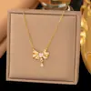 Collar Colgante de Cola de Pez Flor de Diamante Rosa Estilo Coreano Personalizado Más Vendido Transfronterizo Cadena para Clavícula de Temperamento Simple Joyería para Mujeres