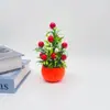 Suministro Directo de Fábrica de 11 Macetas de Árbol Frutal Artificial de Caqui, Mini Bonsái Decoración de Recepción de Oficina Plantas en Maceta de Fruta de la Fortuna