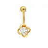 Joyería para piercing con incrustación de circonita, barra de acero inoxidable, accesorios de cobre, base de rosca externa giratoria, adorno para ombligo