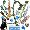 Juego de juguetes para perros transfronterizo, duradero y resistente a la mordida, diseñado para aliviar el aburrimiento, hace sonidos, artículos de felpa para mascotas, juguete para morder, pelota de cuerda para limpieza dental
