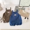 Traje de Verano para Bebé Niño Top de Manga Corta a Rayas Camiseta Pantalones con Tirantes Conjunto de Dos Piezas Mono para Bebé Traje para Gatear