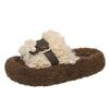 Pantuflas Peludas de Suela Gruesa para Mujer para Usar Afuera, Forradas de Vellón Antideslizantes Celebridad de Internet de Una Línea Otoño e Invierno 2025 Nuevas Pantuflas de Algodón Cálidas