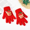 Serie Navideña Transfronteriza Otoño e Invierno Árbol de Navidad Reno Guantes de Hilo Acrílico Guantes de Lana Tejidos Guantes Cálidos para Niños con Dedos Separados