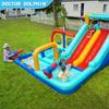 Castillo Inflable Infantil Doctor Dolphin, Castillo Pequeño Exterior de Tela Oxford, Trampolín de Agua, Tobogán, Aspersor de Agua, Castillo para Uso en Casa