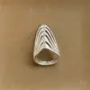 Anillo Retro Geométrico Vintage con Líneas Onduladas de Cinco Capas, Anillo Calado, Nicho Lujo Ligero Estilo Mexicano Kiko
