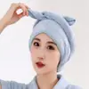 Nova Touca de Secagem de Cabelo de Coral Fleece de Camada Dupla para Mulheres, Espessa, Super Absorvente, Secagem Rápida, Touca de Banho, Toalha de Cabelo, Toalha de Secagem de Cabelo