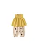 Conjunto de Roupa Infantil Bangxuan Huzhou Zhili: Top Liso Sem Mangas e Calça Jogger de Bolinhas para Meninas, Conjunto Moderno de Duas Peças