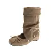 Botines de Tobillo de Gamuza con Lazo Redondo para Mujer, Aumentadores de Altura, Zapatos Mary Jane, Botas Apilables, Botas Vaqueras de Doble Uso, Novedad Verano 2026