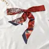 Bufanda de Seda Retro Francesa Primavera y Otoño para Mujer Lazo Largo para Bolso Cinta Flor de Lazo Estilo Extranjero Moda Diadema Larga Pequeña