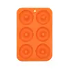 Molde para Donas con 6 Cavidades, Fácil de Desmoldar, Silicona de Grado Alimenticio, Molde Redondo Hueco para Pasteles, Herramientas de Repostería Transfronterizas