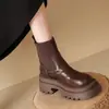Botas Martin Retro Inverno 2026 para Mulheres, Estilo Britânico, Baixas, Sola Grossa, Forradas com Lã, Cano Curto Ajustadas, Botas Meia-Calça Bico Redondo