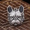 Anel de cachorro antigo vintage personalidade dominador Bulldog masculino prata tailandesa abertura liga anel joia atacado