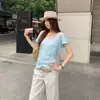 Toma real: Camiseta blanca de cuello en U de manga corta de alta gama para mujer, nuevo estilo verano 2026, rejuvenecedora, ajustada, top chic 17742