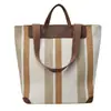 Bolso tote de lona a rayas de bloques de color de gran capacidad transfronterizo, bolso de mujer, nuevo bolso de mano y bolso de hombro de moda 2026 para ir al trabajo