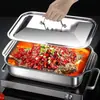 Plato Rectangular Profundo Popular de Acero Inoxidable Engrosado para Asar Pescado, Adecuado para Uso Doméstico y Estufas de Inducción, Bandeja de Barbacoa Comercial