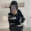 Suéter de Rayas 2026 Primavera Otoño Invierno para Mujer Cuello Redondo Estilo Hong Kong Casual Holgado Adelgazante Tejido Pulóver Top para Mujer