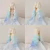 Peluca de seda suave para muñeca BJD, cabello largo para vestir, con flequillo, ondulado, rizado y pieza de cabello de color degradado