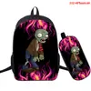 Plantas vs. Mochila con Estampado Digital 3D de Entorno de Juego de Zombis Mochila de Dos Piezas a Todo Color Mochila Escolar para Estudiantes