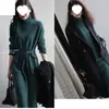 2026 Otoño Temprano Nueva Ropa de Mujer Vestido Midi de Longitud de Té de Socialité Retro Francés Vestido Base Cálido Interior
