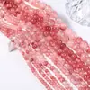Pedras Redondas de Jade Persa Vermelho Rosa Seco Pedras Soltas Cristal Morango Calcedônia Acessórios de Contas para Pulseira DIY Semiacabados