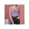 Nuevo Top de Punto Básico de Manga Larga con Cuello en V Otoño/Invierno 2026 Suéter Elegante Superventas de Corte Ajustado con Escote Bajo para Mujer Ropa Interior