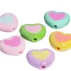 Cuentas Sueltas en Forma de Corazón Bicolor Chapadas en UV con Agujeros Rectos Cuentas Dopamina para Manualidades Accesorios para Cadena de Teléfono Venta al por Mayor