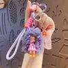Llavero de Chica de Cabello Largo y Ondulado Creativo de Dibujos Animados Lindo Exquisito Adorno para Correa de Teléfono Colgante de Bolso Pequeño Regalo