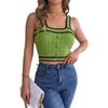 Gran Venta 2024 Verano Color Contraste Botón Sin Mangas Ombliguera Suéter Top de Vacaciones Ropa de Mujer Transfronteriza de Amazon
