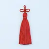 Borla de Nó de Três Argolas em Poliéster 8cm Acessório de Joia DIY Pingente Estilo Antigo Saco Tecido Pequena Borla