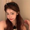 Diadema de princesa con lazo y letra D retro de estilo francés de celebridades de Internet de Corea del Sur, elegante y elegante, banda para el cabello a presión