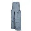 C1003 Calle Principal Estilo Americano Unisex Senderismo Impermeable Diseño de Múltiples Bolsillos Hombres Holgados Pierna Ancha Casual Pantalones de Paracaidista