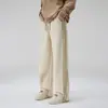 Calça Casual com Design de Três Listras para Homens e Mulheres, Moda Primavera Estilo Americano Calça Longa Reta com Forro de Fleece, Versátil
