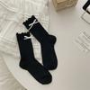 Meias de rede com laço Miu para o verão, novas meias femininas, malha fina, cor sólida, meias de cano alto, atacado feminino
