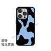 Venta Caliente de Amazon Estilo de Nicho Azul Negro Estampado de Vaca Manzana 17 Funda Protectora iPhone 18 Pro Carcasa de Vidrio Mate