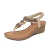 Zapatos Cómodos Transfronterizos Europeos y Americanos Nueva Moda Sandalias con Pedrería Estilo Coreano Cuña de Suela Gruesa Zapatos para Mujer