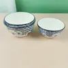 Conjunto de Tigelas e Pratos Cerâmicos Blue Charm: Louça Popular Estilo Japonês para Uso Doméstico, Tigela de Cerâmica com Cor Sob Esmalte para Sopa e Macarrão, Segura para Micro-ondas