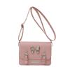Bolsa de Cor Sólida Estilo Coreano para Mulheres 2026 Novo Modelo de Primavera com Laço Bolsa Quadrada Pequena Bolsa de Ombro Transversal da Moda