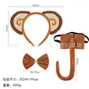 Festa a Fantasia de Halloween Headband de Animal Cabeça de Urso Veludo Macaco Orelhas Headwear Conjunto de Performance para Adultos e Crianças